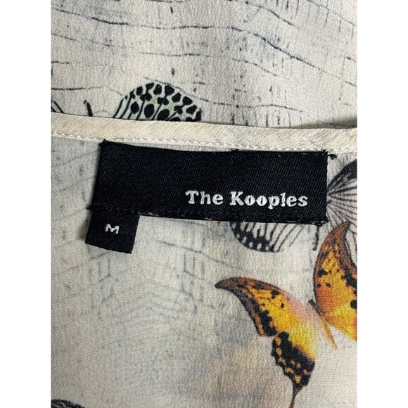 The Kooples Womens Off-Shoulder Butterfly Print Silk Top M - Lace-Up Front & Ruf - Picture 3 of 8